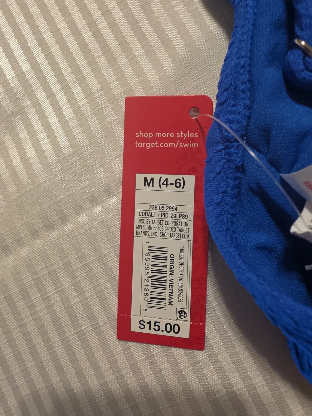 Xhilaration CobaltBlue Bikini Top Size Large M(4-6) Junior Textured Swimwear NWT